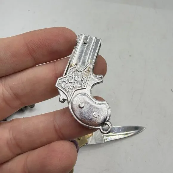 vintage Novelty Pocket Knife Knives Devil Girl Scout Gun Mini Revolver Purina - Picture 16 of 16